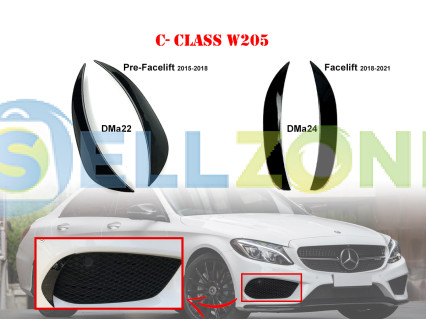 Δύο τύποι πρόσθετων αεροτομών μπροστινού προφυλακτήρα για Mercedes AMG C W205 - DMa22 DMa24